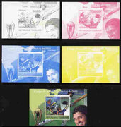 Togo 2011 Cricket World Cup souvenir sheet - the set of 5 imperf progressive proofs comprising the 4 individual colours plus all 4-colour composite, unmounted mint