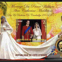 Ivory Coast 2011 Royal Wedding #2 - William & Kate perf m/sheet unmounted mint. Note this item is privately produced and is offered purely on its thematic appeal