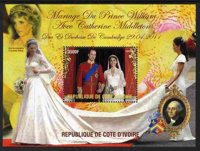 Ivory Coast 2011 Royal Wedding #2 - William & Kate perf m/sheet unmounted mint. Note this item is privately produced and is offered purely on its thematic appeal