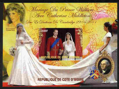 Ivory Coast 2011 Royal Wedding #2 - William & Kate imperf m/sheet unmounted mint. Note this item is privately produced and is offered purely on its thematic appeal, it has no postal validity