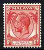 Malaya - Straits Settlements 1936-37 KG5 6c scarlet unmounted mint, SG 264