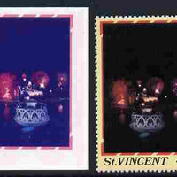 St Vincent 1986 Statue of Liberty Centenary 40c die proof in red and blue only on plastic (Cromalin) card ex archives complete with issued perf stamp as SG 1036