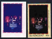St Vincent 1986 Statue of Liberty Centenary 40c die proof in red and blue only on plastic (Cromalin) card ex archives complete with issued perf stamp as SG 1036