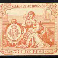 Cinderella - Spain 1894 label in orange imperforate on gummed paper