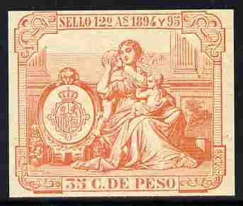 Cinderella - Spain 1894 label in orange imperforate on gummed paper