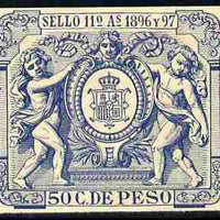 Cinderella - Spain 1896 label in blue imperforate on gummed paper