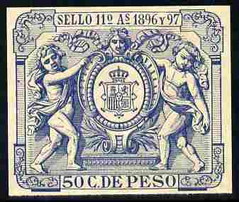 Cinderella - Spain 1896 label in blue imperforate on gummed paper