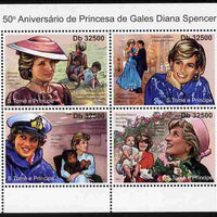 St Thomas & Prince Islands 2011 50th Birth Anniversary of Princess Diana perf sheetlet containing 4 values unmounted mint