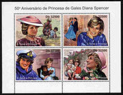 St Thomas & Prince Islands 2011 50th Birth Anniversary of Princess Diana perf sheetlet containing 4 values unmounted mint