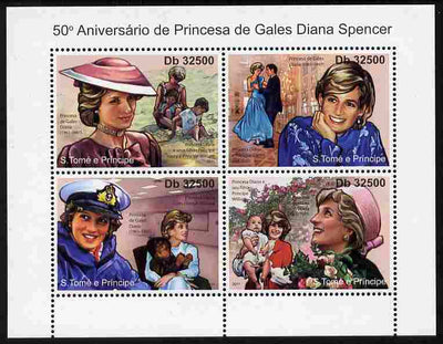 St Thomas & Prince Islands 2011 50th Birth Anniversary of Princess Diana perf sheetlet containing 4 values unmounted mint
