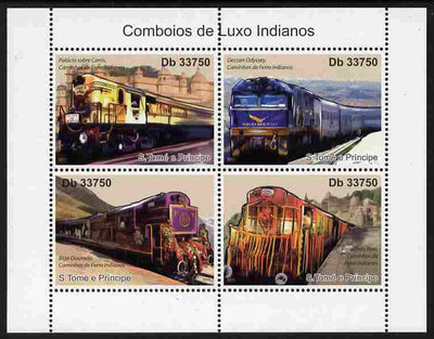 St Thomas & Prince Islands 2011 Indian Luxury Trains perf sheetlet containing 4 values unmounted mint