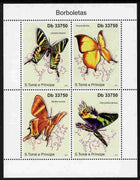 St Thomas & Prince Islands 2011 Butterflies perf sheetlet containing 4 values unmounted mint