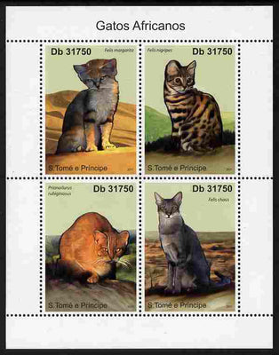 St Thomas & Prince Islands 2011 African Domestic Cats perf sheetlet containing 4 values unmounted mint