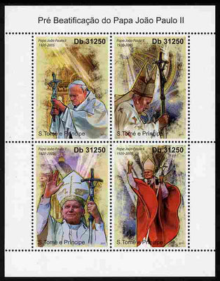 St Thomas & Prince Islands 2011 Beatification of Pope John Paul II perf sheetlet containing 4 values unmounted mint