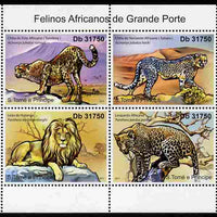 St Thomas & Prince Islands 2011 African Big Cats perf sheetlet containing 4 values unmounted mint