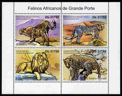 St Thomas & Prince Islands 2011 African Big Cats perf sheetlet containing 4 values unmounted mint