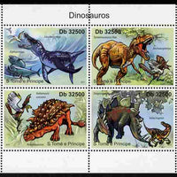 St Thomas & Prince Islands 2011 Dinosaurs perf sheetlet containing 4 values unmounted mint