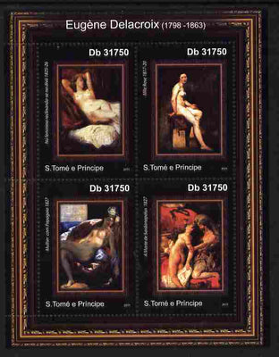 St Thomas & Prince Islands 2011 Paintings by Delacroix perf sheetlet containing 4 values unmounted mint