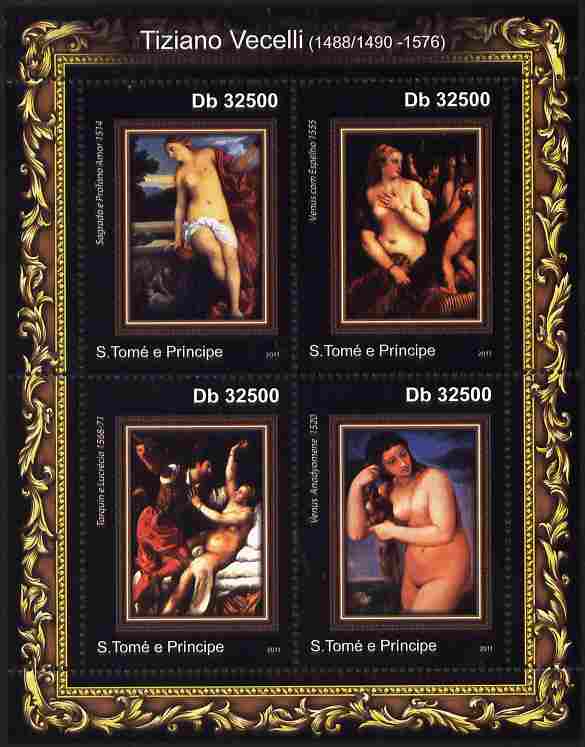 St Thomas & Prince Islands 2011 Paintings by Tiziano perf sheetlet containing 4 values unmounted mint