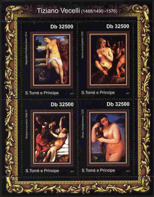 St Thomas & Prince Islands 2011 Paintings by Tiziano perf sheetlet containing 4 values unmounted mint