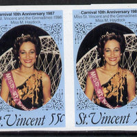 St Vincent 1987 10th Anniversary of Carnival 55c (Beauty Queen) unmounted mint imperf pair, SG 1068var