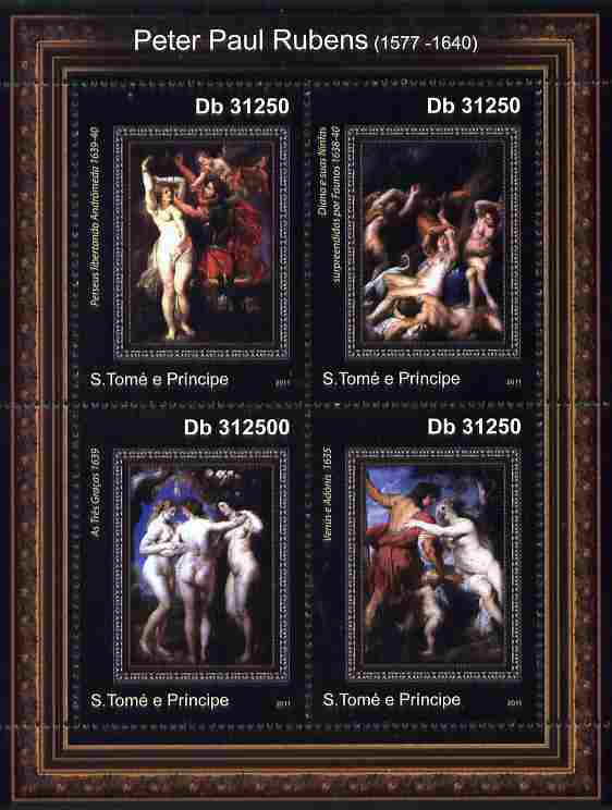 St Thomas & Prince Islands 2011 Paintings by Rubens perf sheetlet containing 4 values unmounted mint