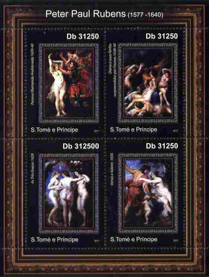 St Thomas & Prince Islands 2011 Paintings by Rubens perf sheetlet containing 4 values unmounted mint