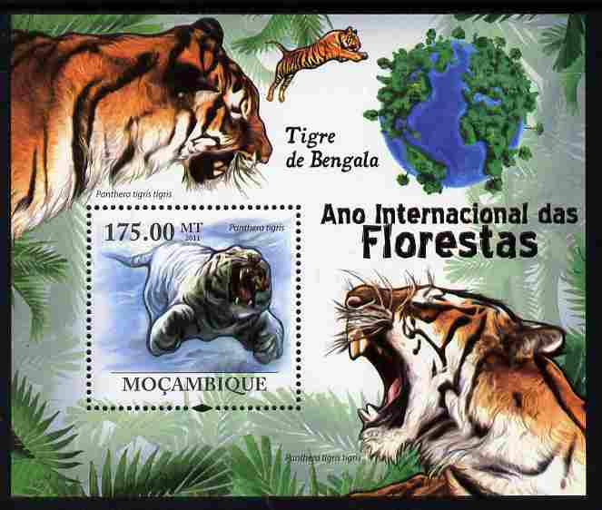 Mozambique 2011 International Year of Forests - Bengal Tigers perf s/sheet unmounted mint