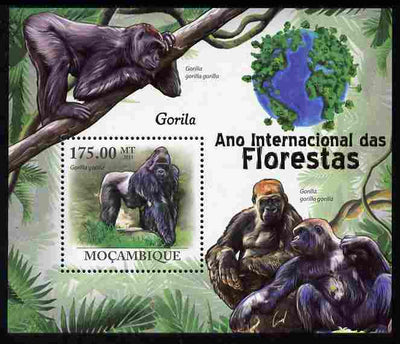 Mozambique 2011 International Year of Forests - Gorillas perf s/sheet unmounted mint