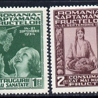 Rumania 1934 Fruit Exhibition set of 2 unmounted mint, SG 1299-1300, Mi 478-79