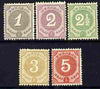 Netherlands - Curacao 1889 Numeral set of 5 (1c to 5c) fine mounted mint with fresh colours, SG 37-41