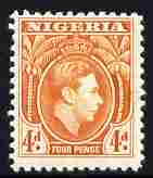 Nigeria 1938-51 KG6 4d orange fresh mounted mint key value SG54