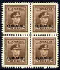Canada 1949 KG6 Official 2c brown opt'd OHMS block of 4 unmounted mint SG O163