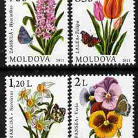 Moldova 2011 Flowers & Butterflies perf set of 4 unmounted mint