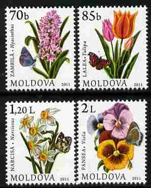 Moldova 2011 Flowers & Butterflies perf set of 4 unmounted mint