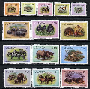 Uganda 1979 Wildlife def set complete (without imprint date) set of 14 unmounted mint, SG 303-16*