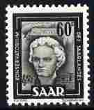 Saar 1949-51 Beethoven 60c unmounted mint, SG 265