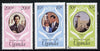 Uganda 1981 Royal Wedding redrawn set of 3, SG 345-47 unmounted mint*
