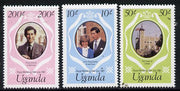 Uganda 1981 Royal Wedding redrawn set of 3, SG 345-47 unmounted mint*