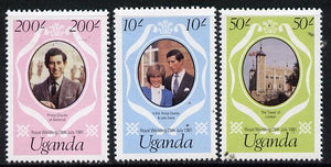 Uganda 1981 Royal Wedding redrawn set of 3, SG 345-47 unmounted mint*