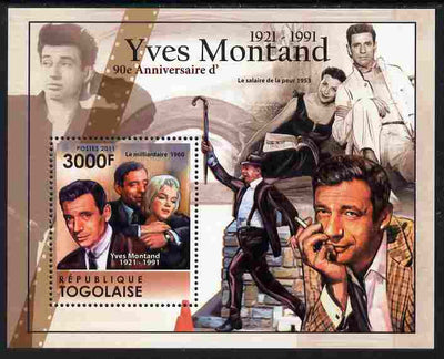 Togo 2011 90th Birth Anniversary of Yves Montand perf s/sheet unmounted mint