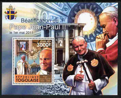 Togo 2011 Beatification of Pope John Paul II perf s/sheet unmounted mint