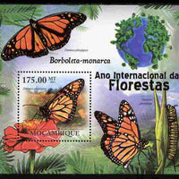 Mozambique 2011 International Year of the Forest - Butterflies perf s/sheet unmounted mint