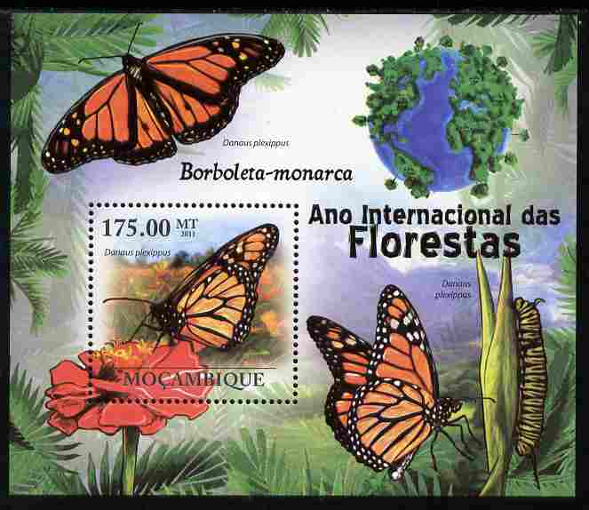 Mozambique 2011 International Year of the Forest - Butterflies perf s/sheet unmounted mint