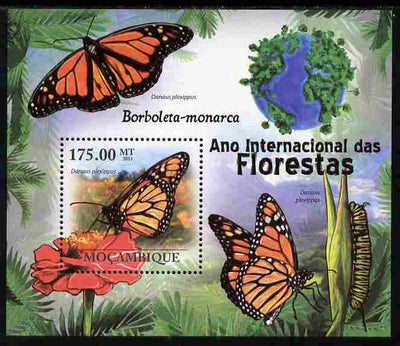 Mozambique 2011 International Year of the Forest - Butterflies perf s/sheet unmounted mint