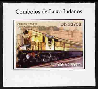 St Thomas & Prince Islands 2011 Indian Luxury Trains #3 imperf individual deluxe sheet unmounted mint. Note this item is privately produced and is offered purely on its thematic appeal