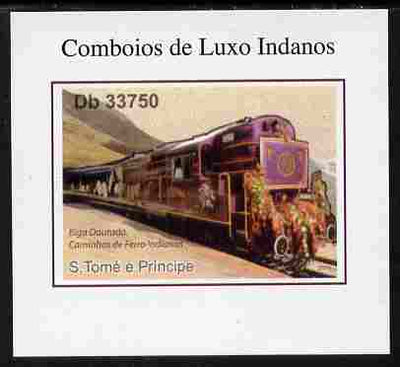 St Thomas & Prince Islands 2011 Indian Luxury Trains #4 imperf individual deluxe sheet unmounted mint. Note this item is privately produced and is offered purely on its thematic appeal