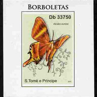 St Thomas & Prince Islands 2011 Butterflies #1 imperf individual deluxe sheet unmounted mint. Note this item is privately produced and is offered purely on its thematic appeal