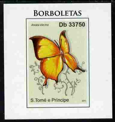 St Thomas & Prince Islands 2011 Butterflies #3 imperf individual deluxe sheet unmounted mint. Note this item is privately produced and is offered purely on its thematic appeal