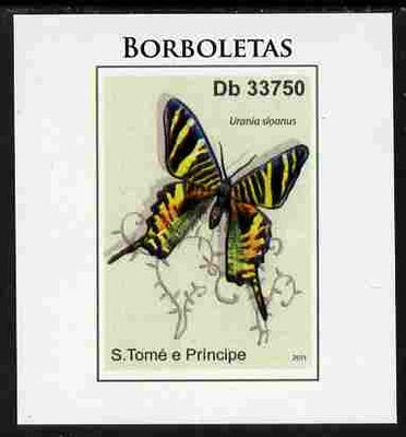 St Thomas & Prince Islands 2011 Butterflies #4 imperf individual deluxe sheet unmounted mint. Note this item is privately produced and is offered purely on its thematic appeal